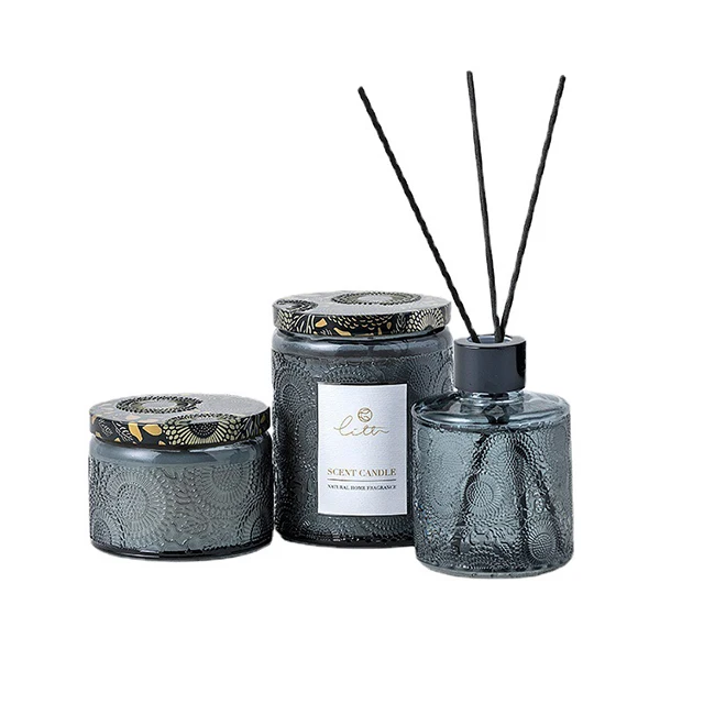 Trendy 7*7*9cm Clear Glass Dome Cover Beeswax Purple Wine Romantic Luxury Set Bougie Parfumee in Tins