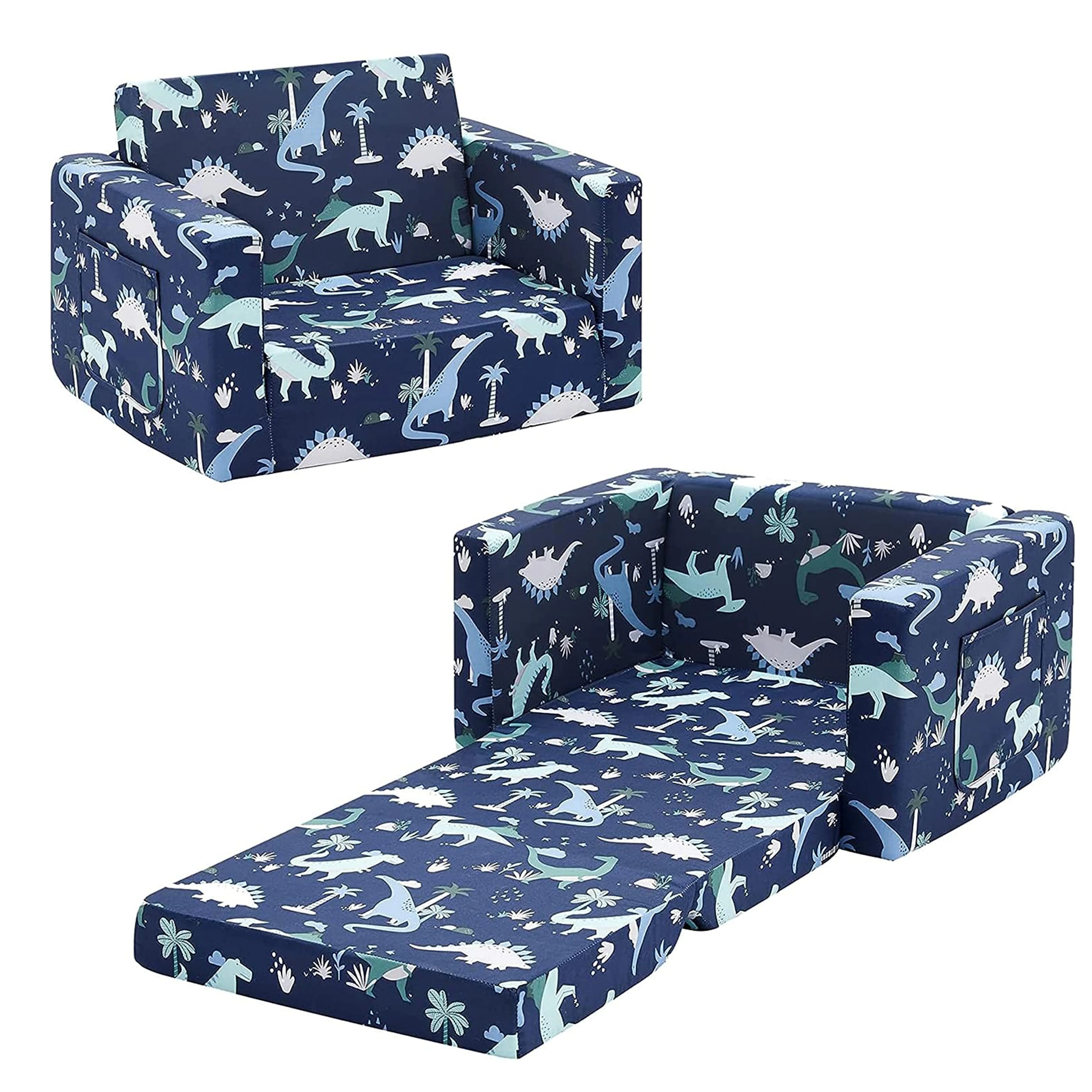 Children Sofa Chair For Reading, Kids FILP-Out Polyurethane Chair, Lightweight, Convertible Sofa to Sleeper Couch