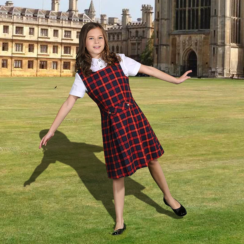 China School Uniforms Supplier Free Designs High School Skirt Uniform Pleated Adult Plaid Dress for Girls Uniforms