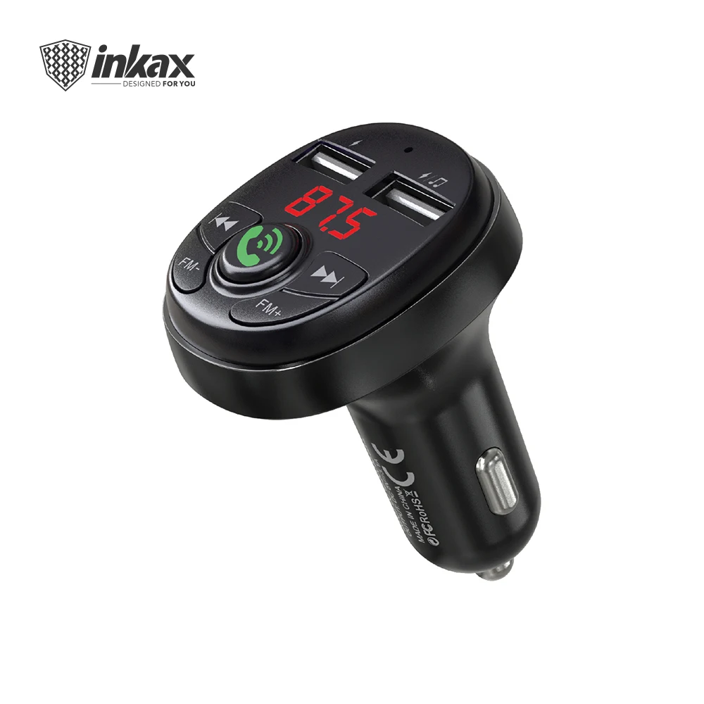 Inkax CC-06 автомобиля беспроводной V5.0 свободные руки Fm передатчик автомобильный зарядное устройство Mp3 громкой связи Bluetooth комплект телефон музыкальный USB радио светодиодный дисплей