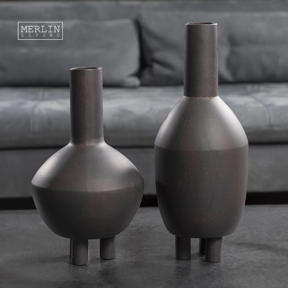Merlin Living  rocket shape Wabi sabi Retro vase New design modern flower vase living room home decor for ceramic clay vase