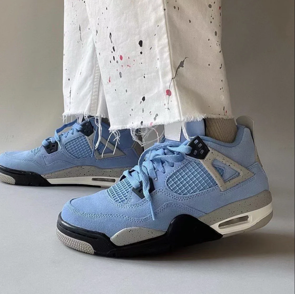 New High AJ 4 Basketball Shoes 4 Union University Blue What The Black Cement Men Women Sneakers Bred Sports Trainer