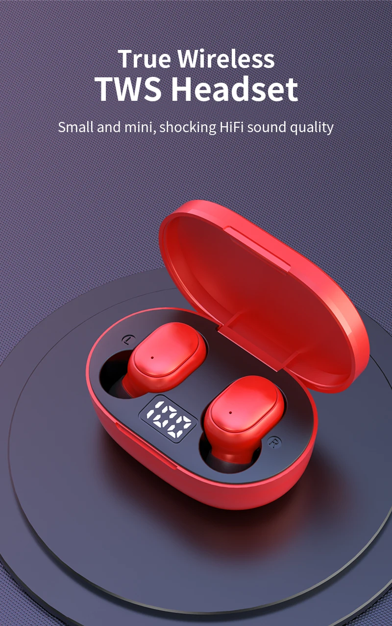 2021 Popular 40mAh HIFI Sound high quality e7s e6s TWS wireless earbuds mini headphones with led display