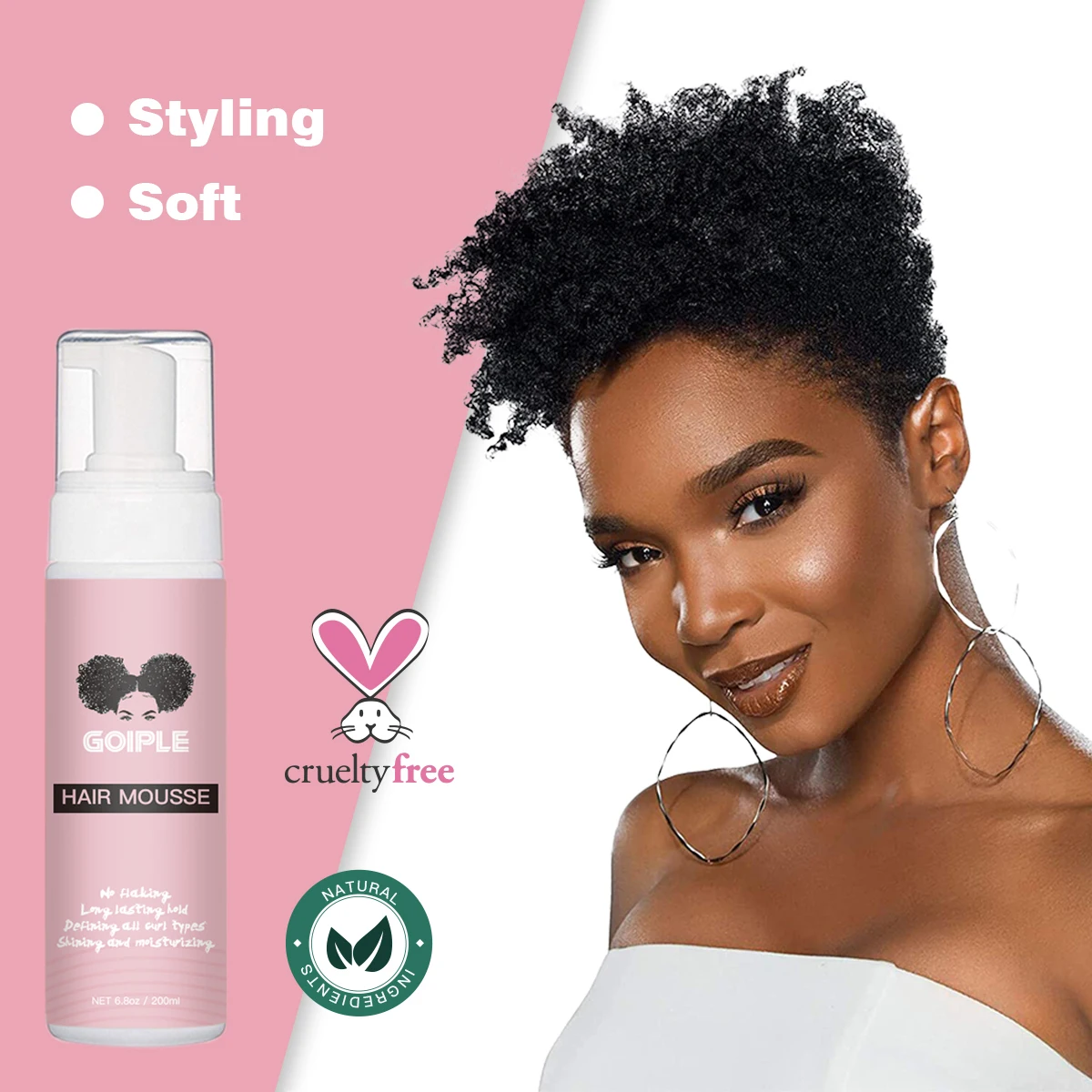 Custom Logo alcohol free Styling Hold hair foam mousse for Curly Hair