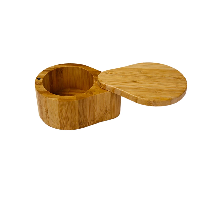 Bamboo Salt and Spice Storage Box With Magnetic Swivel Lid