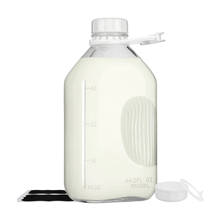 Wholesale custom logo empty milk bottle 1900ml milk glass bottle large capacity water bottles