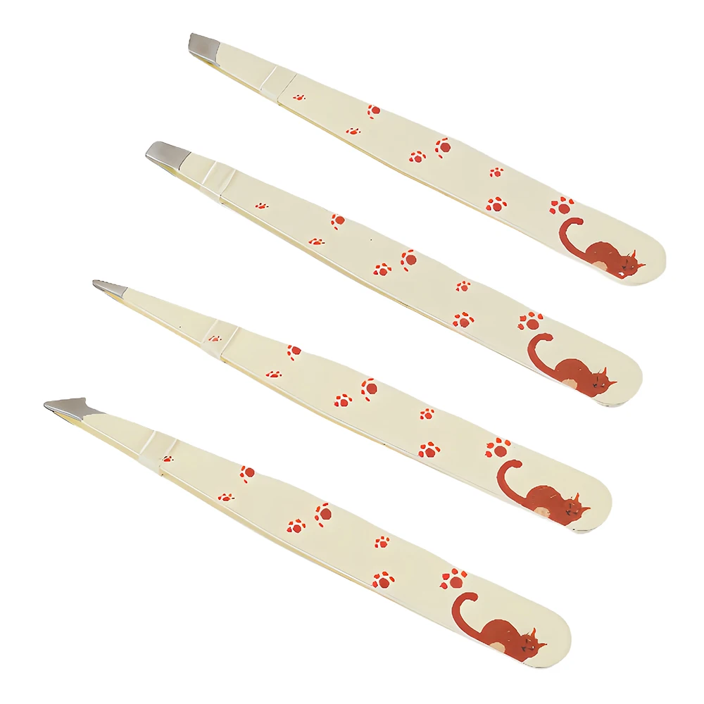 Wholesale Black Assorted Color Stainless Steel 4 Pcs Multi Functional Beauty Eyebrow Tweezers set