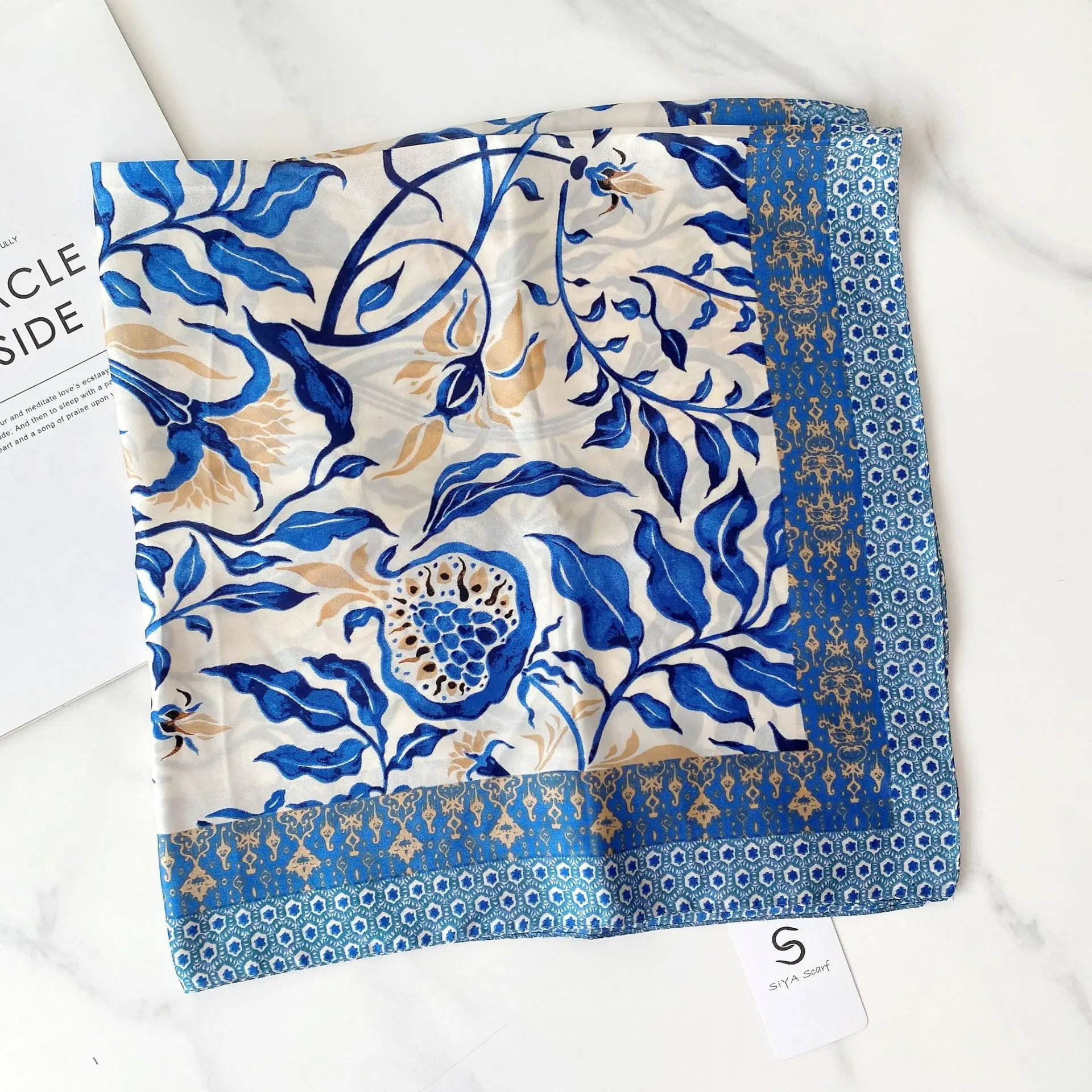 Женский квадратный шарф с цветочным принтом, модный профессиональный шарф из полиэстера, повязка на голову для весны и лета