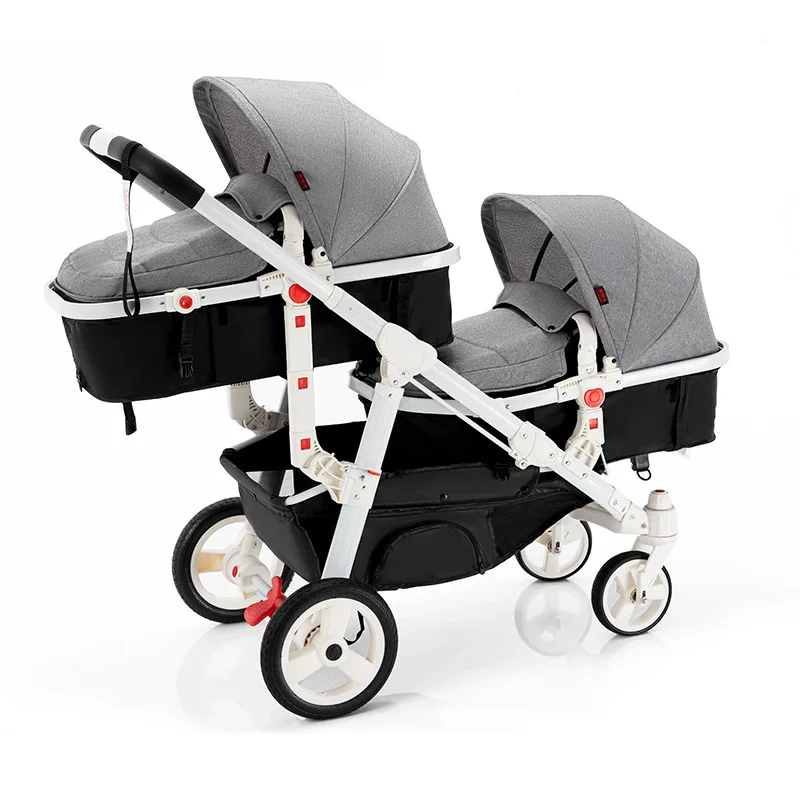 Double Seats Twin Stroller Baby Push Chair Aluminum Alloy Luxury Twin Doll Stroller New Born Pram