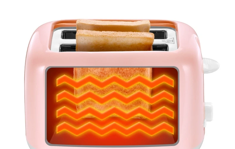 2022 popular 2 slice customize logo on bread auto center shutoff anti jam burger cool touch pink lady toaster with cover