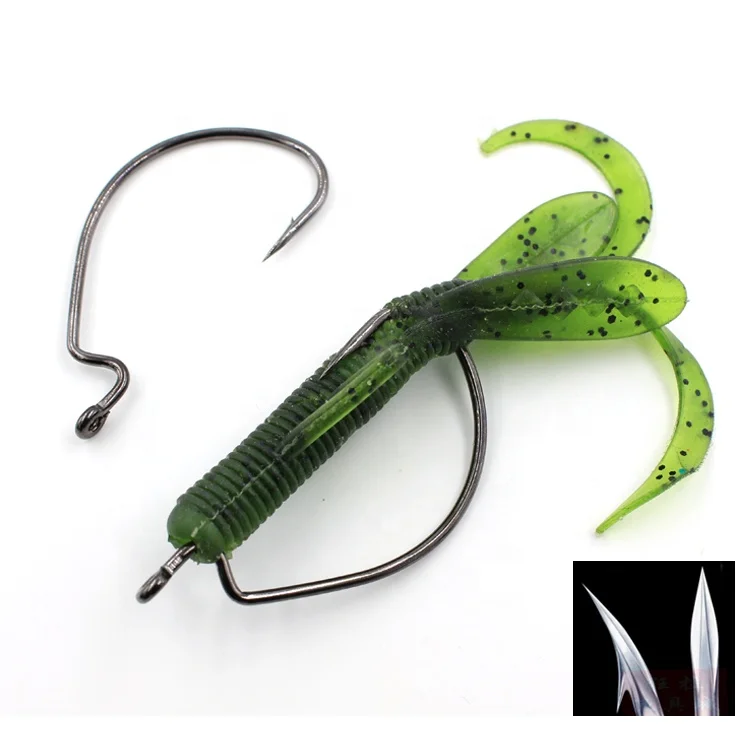 B93 Offset Hook Carbon Steel Fishing Jig Crank Big Bass Hook Lead Jig Head Crank Barbed Hook for Soft Fishing Lure