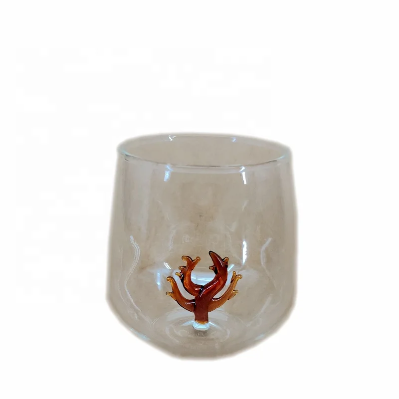 Manufacture Creative Amber Coral Model Cute Glass Water Mug/Drinking Glass Mug/450ml Creative Glass Mug for Online Shops Sale