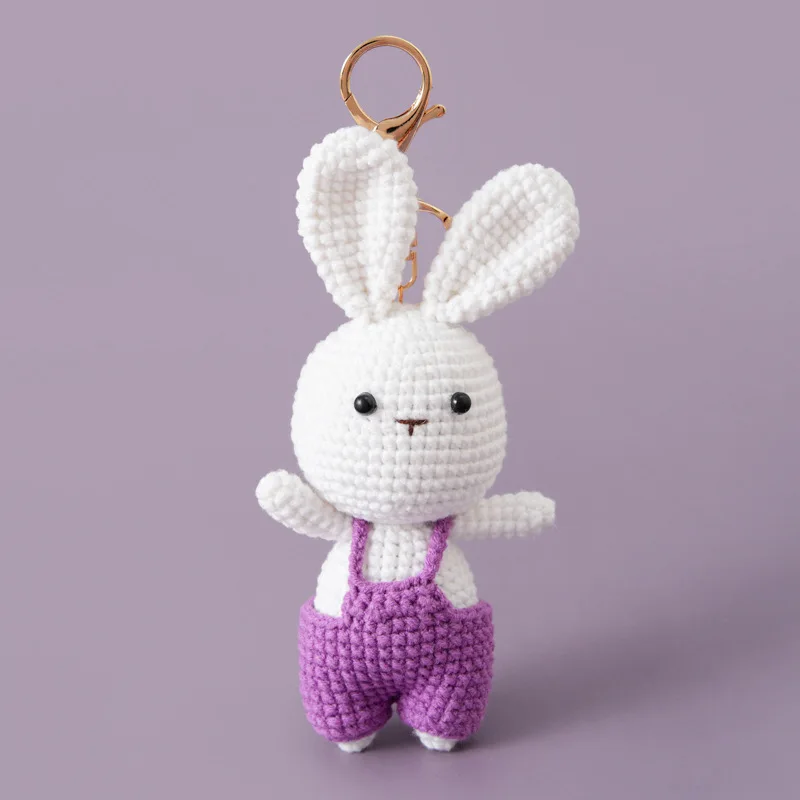 Wholesale Best Selling Cartoon Woven Key Ring Accessories Zinc Alloy PP Cotton Crochet Stuffed Animal Pendant Keychain