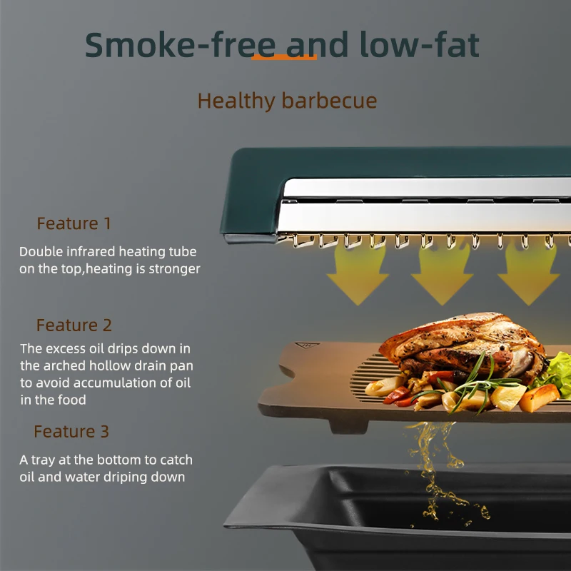 Great sale  Infrared Smokeless Indoor Electric BBQ Grill Home Electric grill