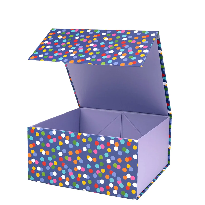 Custom  Logo Colorful Polka Dots Collapsible Recycled Cardboard Magnetic Closure Flowers/Clothes Foldable Magnetic Gift Boxes