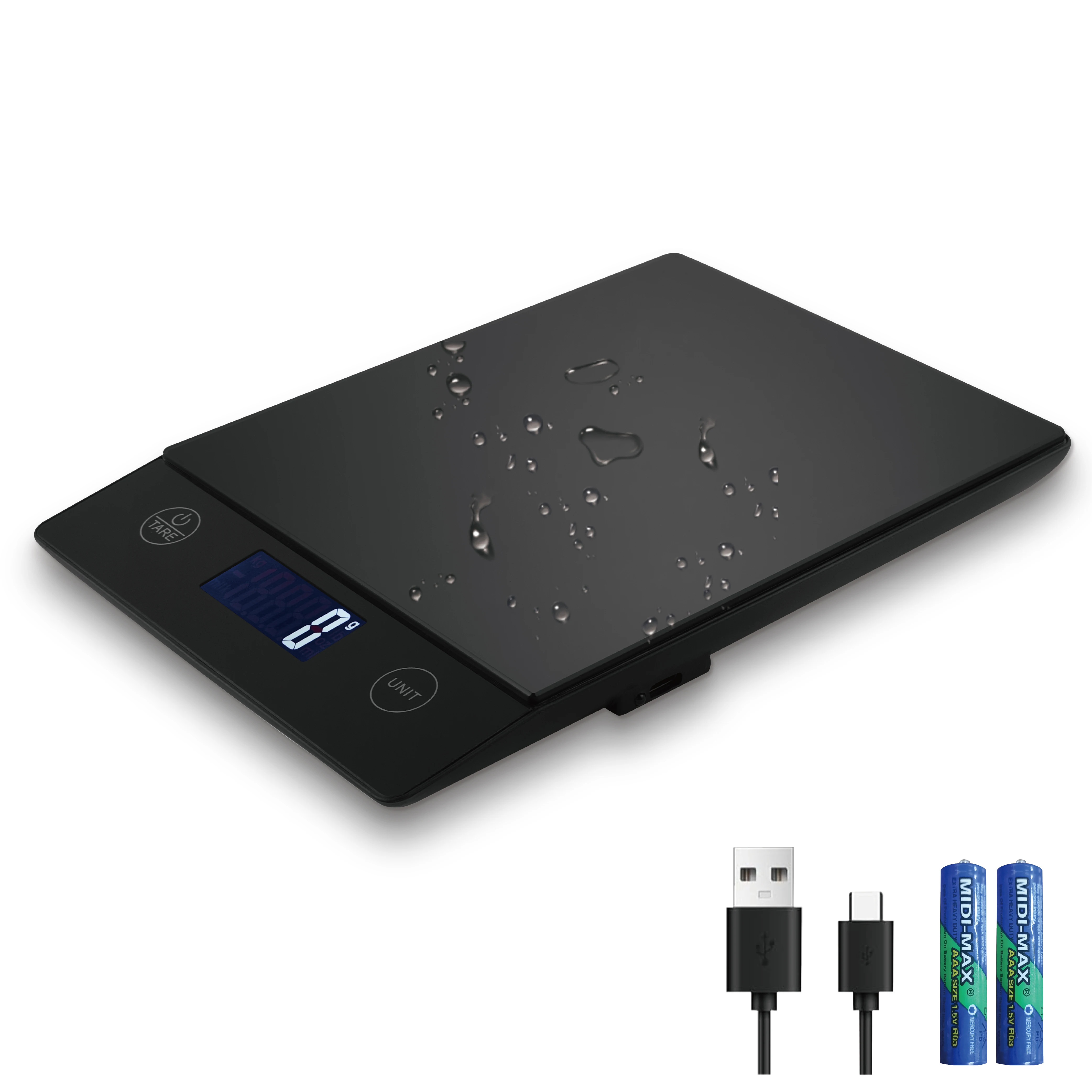 New Design Lcd Polygon Tempered Glass Usb Rechargeable keukenweegschaal Nutrition Food Kitchen Scale Digital Grams And Ounces