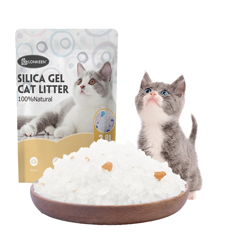OEM/ODM 3.8L Large Particles Easy Clean Cat Toilet Sand Crystal Cat Litter With Custom Scent