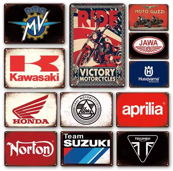 Customize metal tin sign Emboss Enamel vintage garage decorative poster retro metal tin plate plaque classic motorcycle car