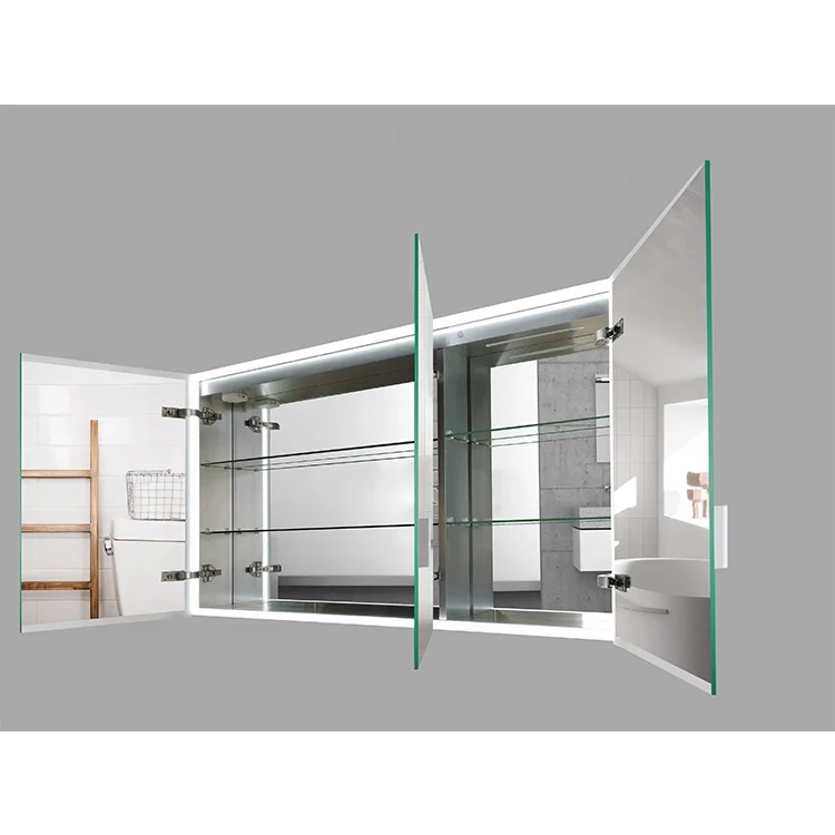 Recessed installation available new design storage bathroom mirror cabinets with led light