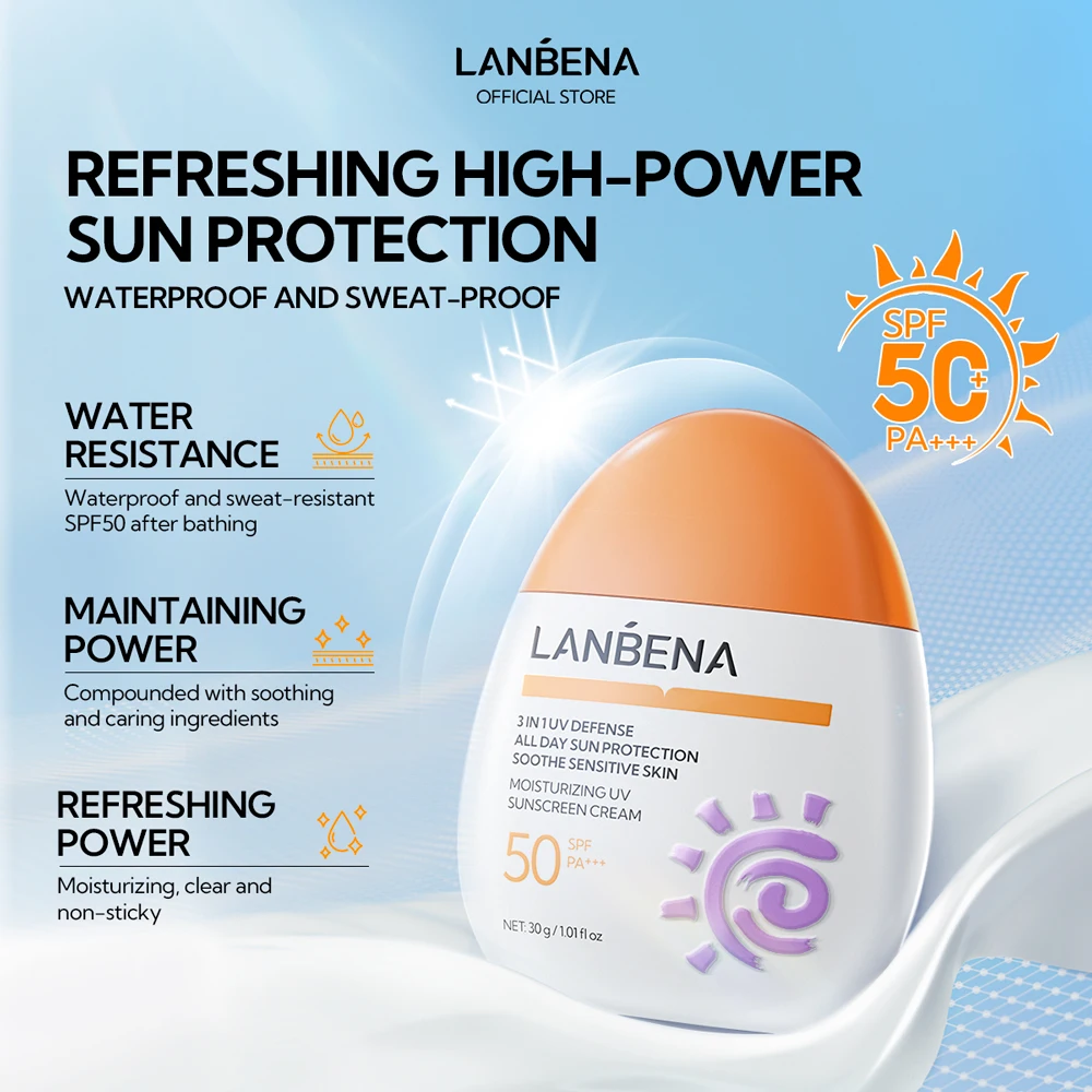 LANBENA SPF 50 солнцезащитный лосьон с широким спектром защиты UVA/UVB водонепроницаемый 1 01 floz/30 г