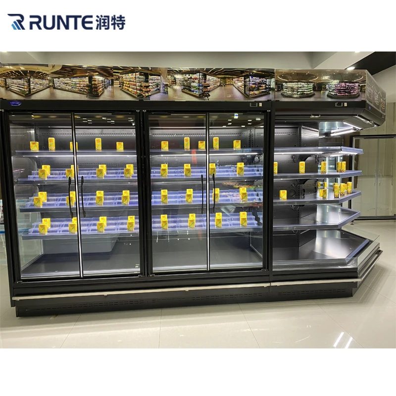 Color Customized Commercial Supermarket Vegetable and Fruit Automatic Defrosting Cooler 10 door display fridge refrigerator