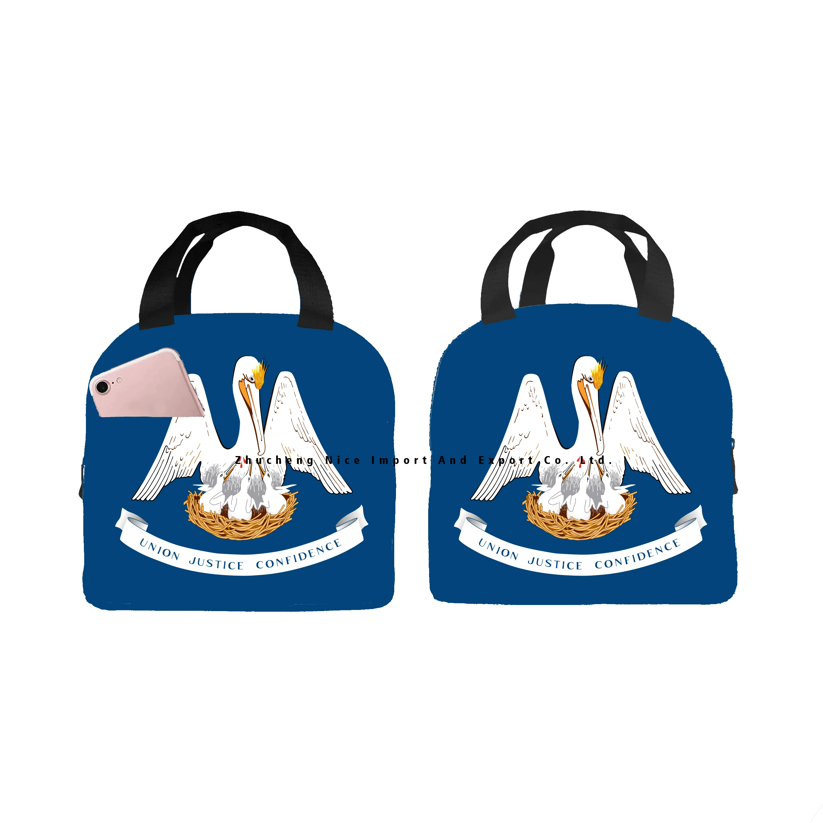 Custom America US Illinois state flag Lunch Tote Insulated Box Cooler Bag Seal Portable Thermal Insulation Aluminum Foil