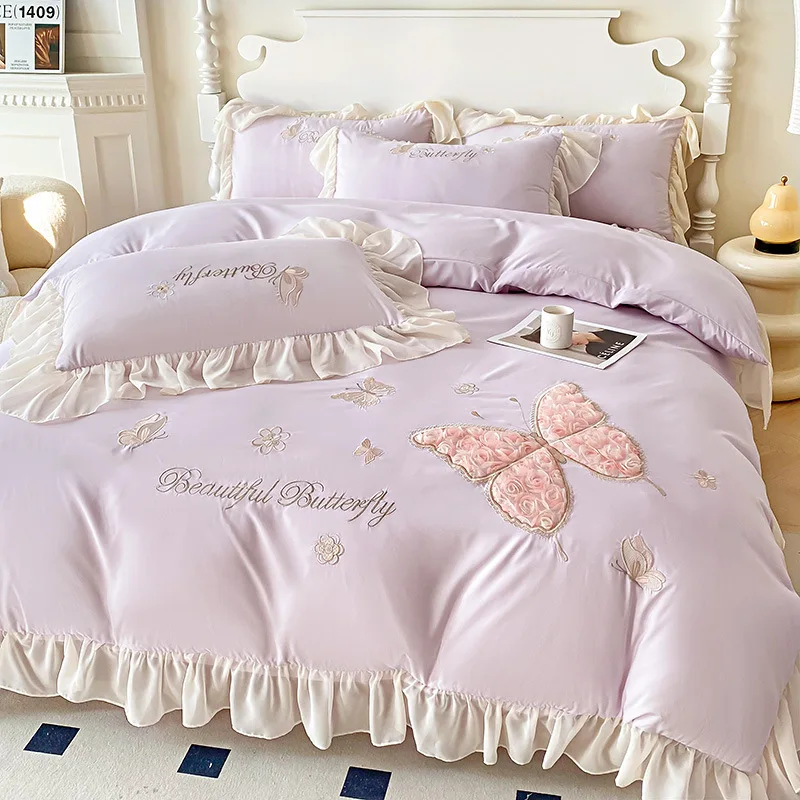 High quality Cotton 4 Piece Fashionable popular cotton satin jacquard craft luxurious Duvet Cover