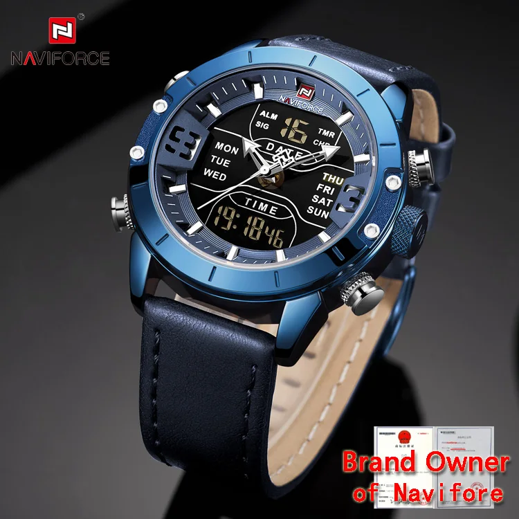 naviforce 9153L BEBE relogio masculino blue color relojes hombre watches men wrist analog digital wristwatches for sports