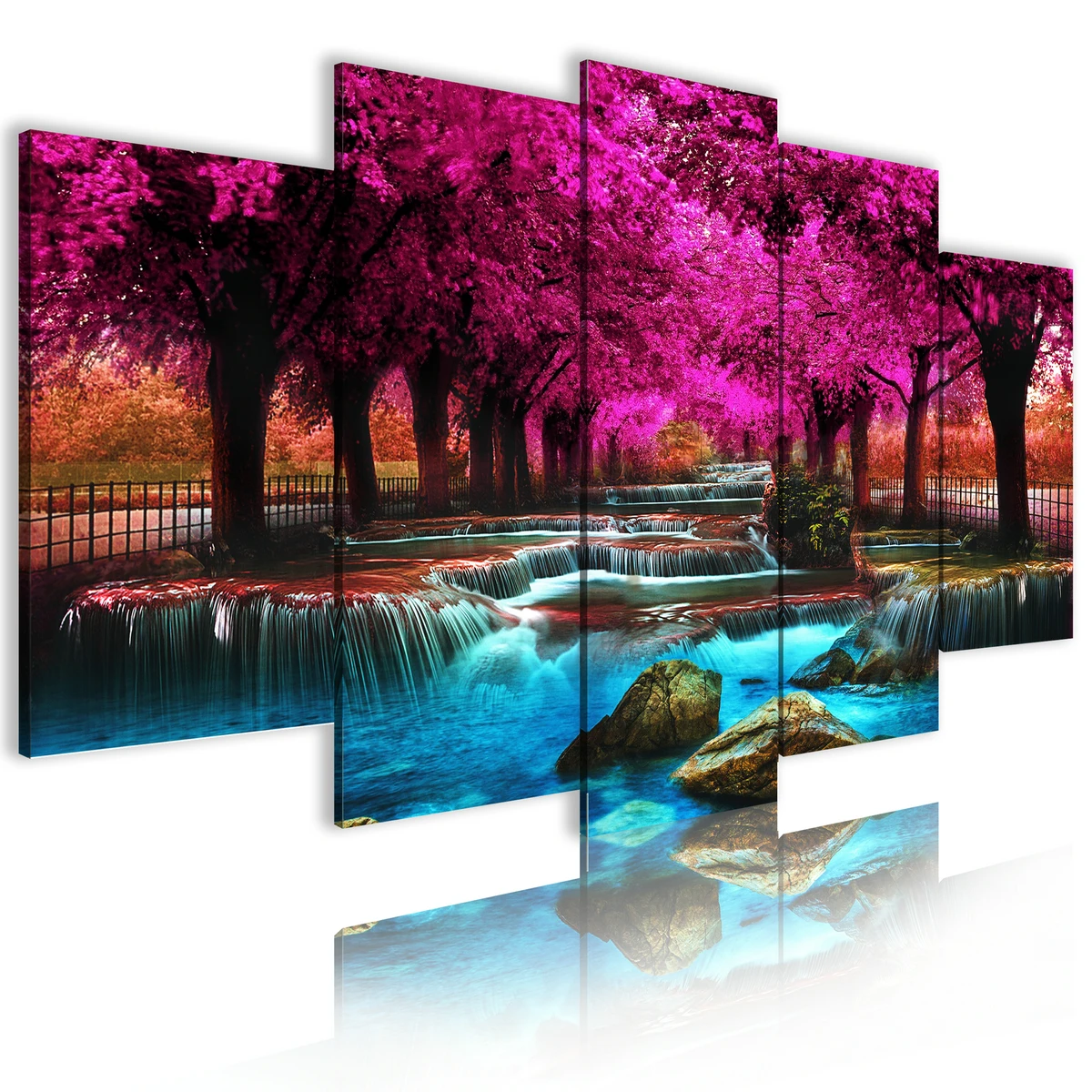 Wall Artwork Painting Living Room Decoration Decor Tree Print 5 Panel Modern Abstract Oil Landscape Photo Canvas Art