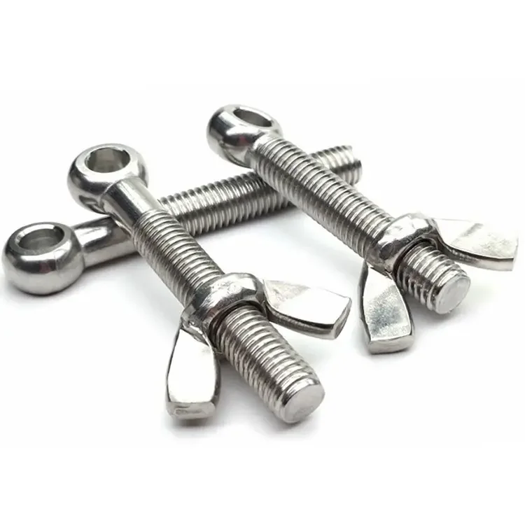 DIN444 High Quality Stainless Steel 304 316 Lifting Eye Bolt With Wing Nut M5-M24