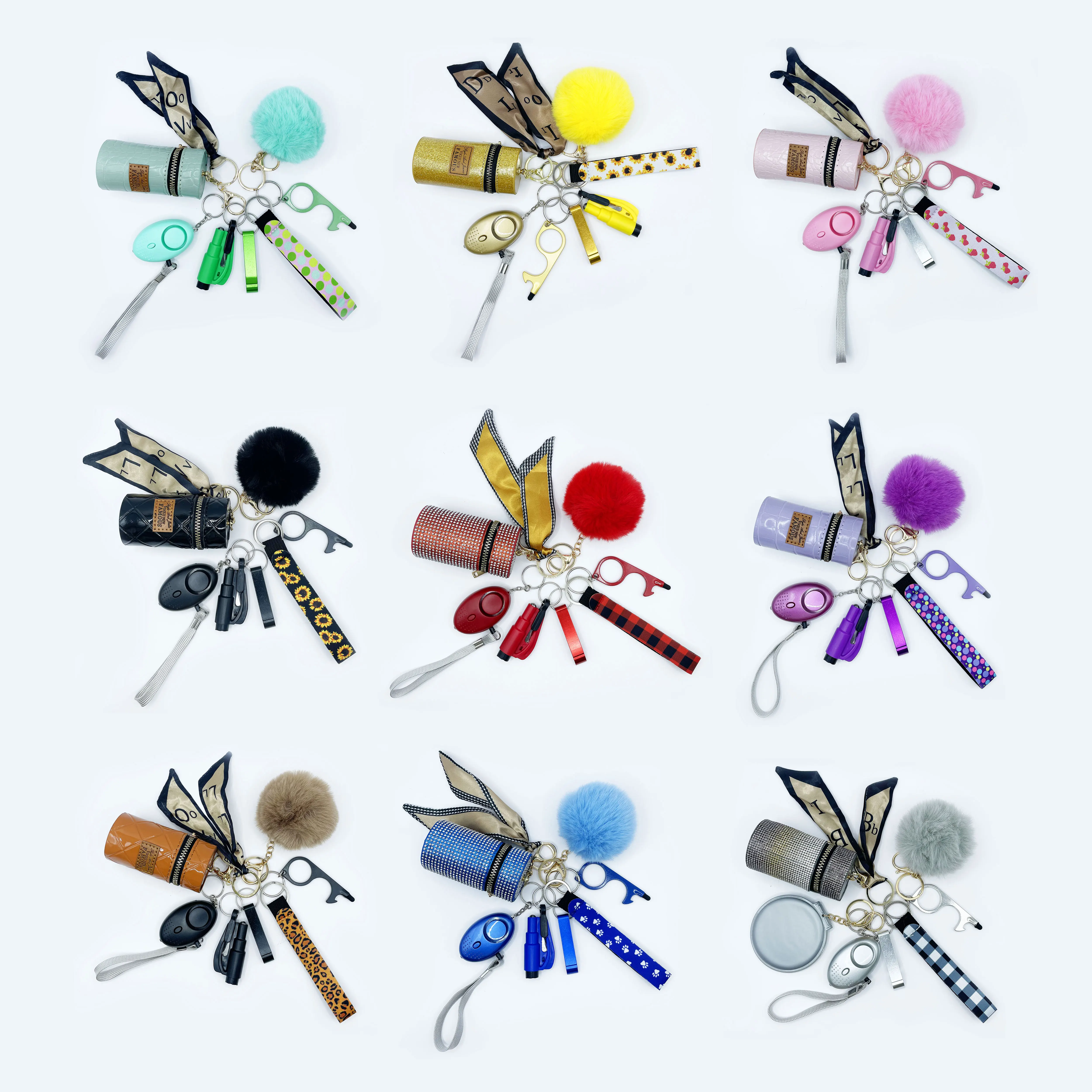 Wholesale Keychain Rubber Self Defense Key Chains For Women Plush Stainless Steel Leather Iron Self Defense Supplies