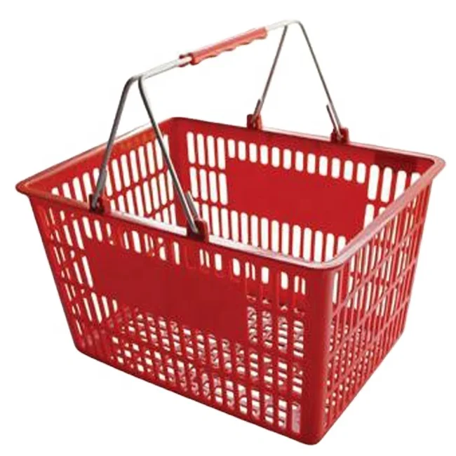 plastic  super market baskets with metal handle