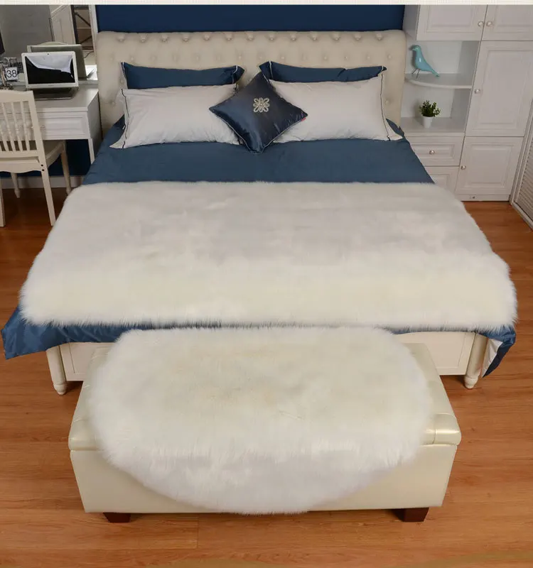 Custom Soft Faux Fur Rug Fluffy Rug White Fuzzy Machine Washable Shaggy Rug for Bedroom sofa Chair and Living Room