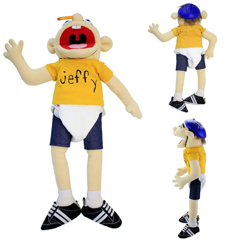 Wholesale Funny Human Jeff Feebee Plush Toy Hand Puppet Open Mouth Boy Feebee Plush Jeff Hand Puppet