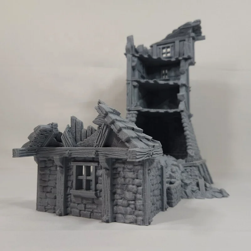 custom craft 3D miniature tabletop terrain games decor unpainted layered DnD resin Tower Ruin model figurines