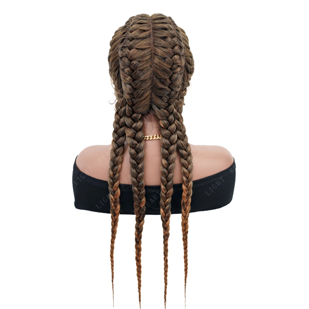 Synthetic Hair 26 inches Wigs Perruque Tresse Long braided wigs for black women lace front
