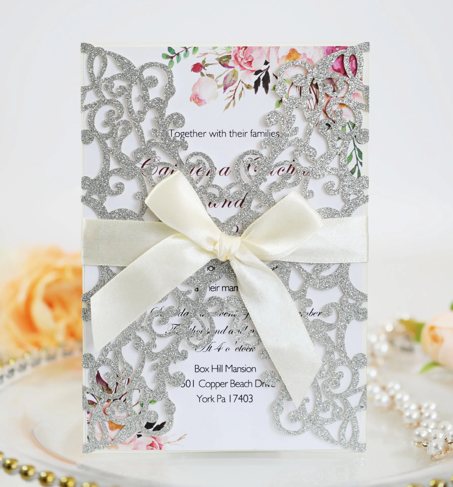 
Wholesale White 3D Lace Design Laser Holiday Card Marriage Wedding Invitation Card 