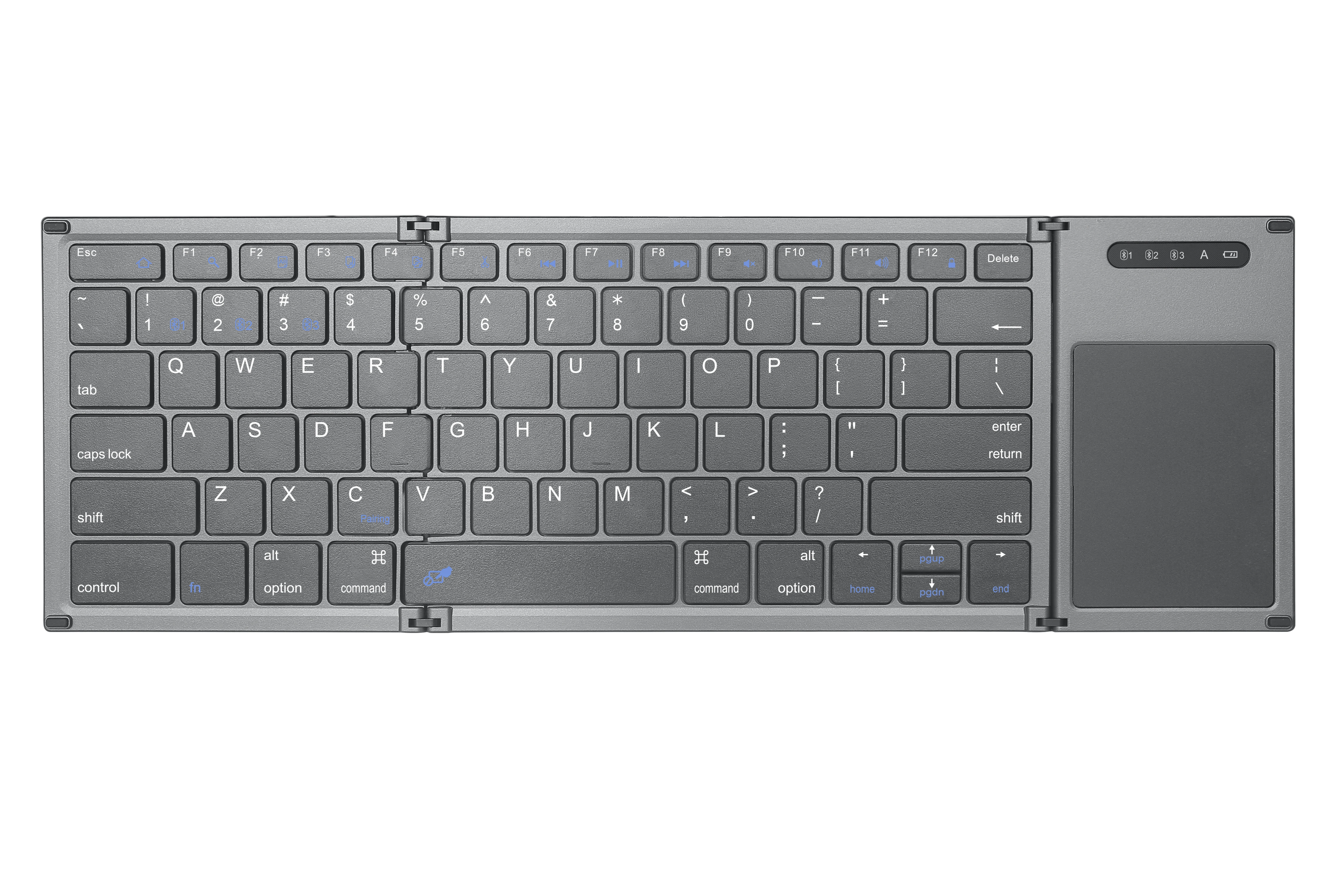 Foldable Bluetooth Keyboard Pocket Size Portable Mini BT Wireless Keyboard with Touch pad for Android, Windows, PC,