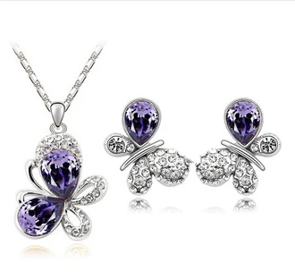 HA1115 модная бабочка стильный элегантный комплект серьги и ожерелье ювелирных изделий для женщин ювелирные наборы оптовая продажа