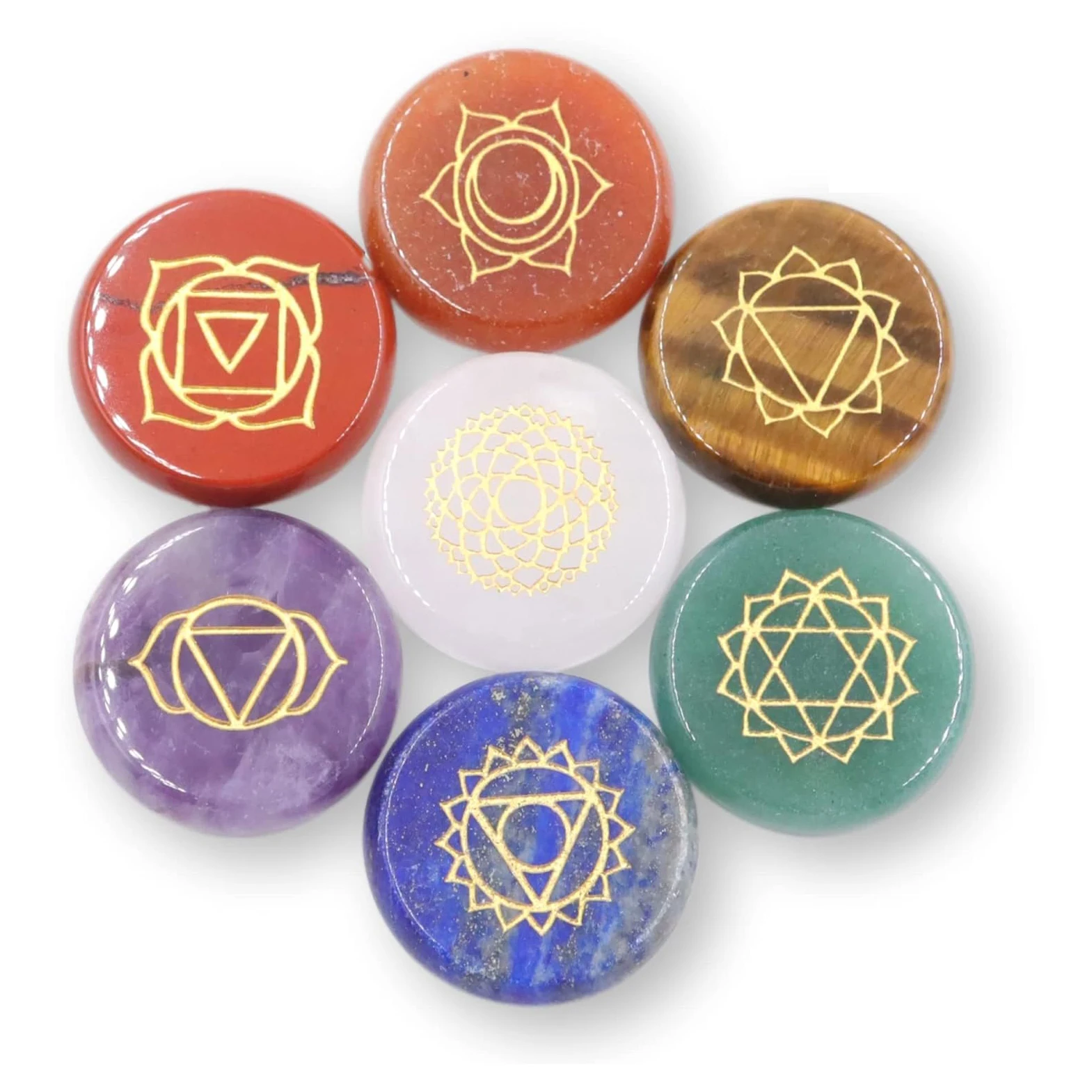 7 Chakra Crystal Stones Tumbled Gemstones With Reiki Symbols Seven Chakra Stone Healing Feng Shui Wicca Craft Set