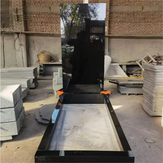 Simple Design Granite Tombstone Wholesaler Black Russian Tombstone