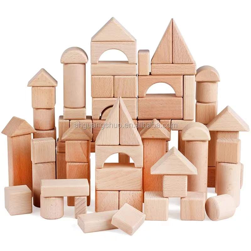 Natural wooden building blocks for children, formaldehyde free