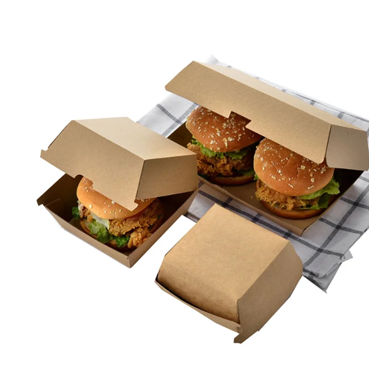 
Large Clamshell Hamburger Take Out Carton, fast food paper packaging box 