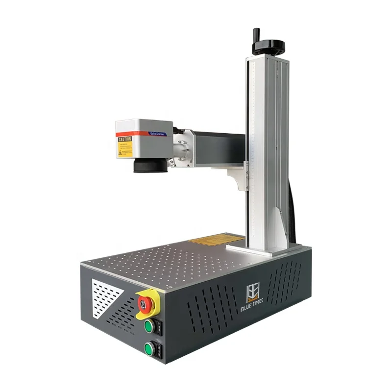 Bluetimes 30w 50w optical portable fiber laser marking machine with rotary
