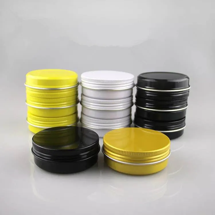 aluminum metal cans gold silver white black round metal tin box with custom package logo printing