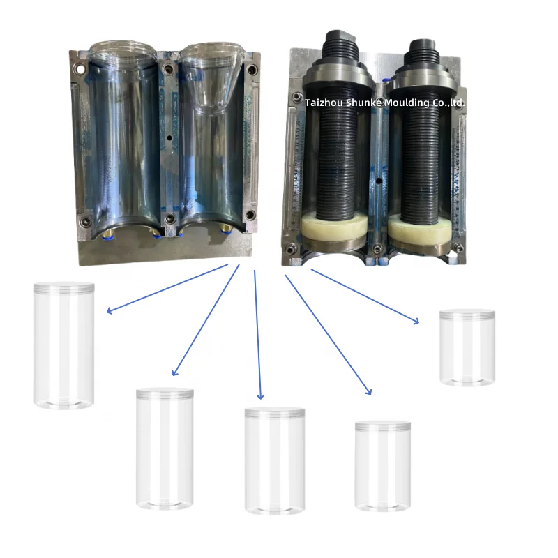 plastic jar blow molding machine   jar blowing mold 2 cavity cosmetic jar