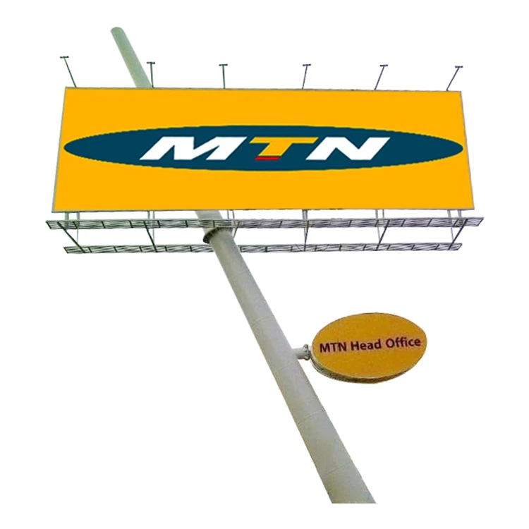 Highway Unipole Billboard City Street Slanted Pole Two Faces Steel Structure Billboard