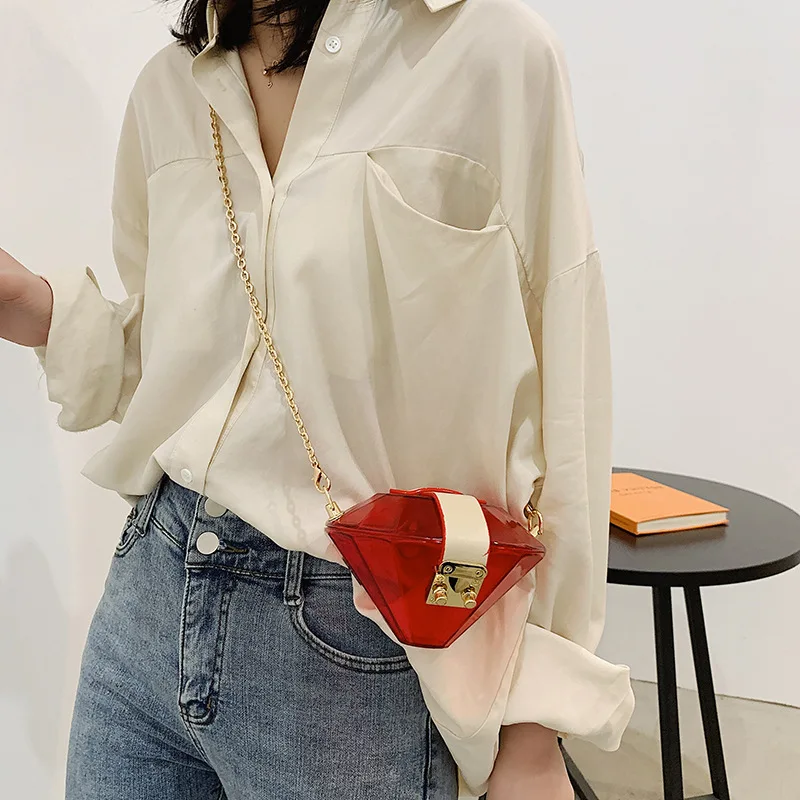  bags transparent PVC jelly handbags design famous brands lady evening for women acrylic bag chain sac a
