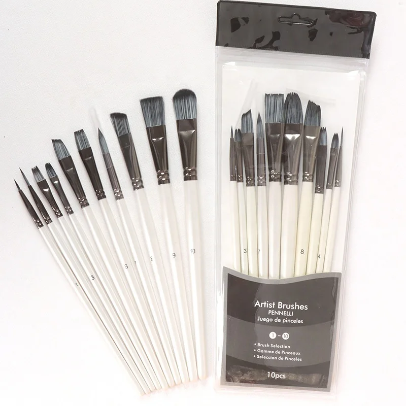 10 Piece Professional Gouache Painting Paint Brush Set versatile Nylon Art Brushes for Acrylic Oil watercolor