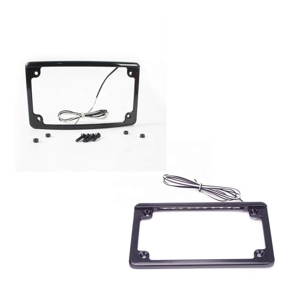 Изогнутая/Плоская рамка для номерного знака мотоцикла со светодиодной подсветкой, универсальная для мотоцикла Harley Honda